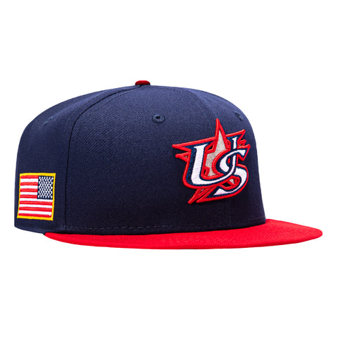 New Era 59Fifty USA 2026 World Baseball Classic USA Flag Patch On-Field Hat - Navy, Red New Era