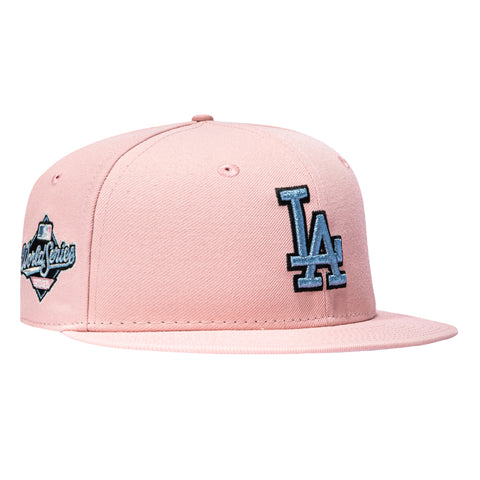 New Era 59Fifty Blake Snell Los Angeles Dodgers 2025 World Series Patch Light Blue UV Hat - Pink