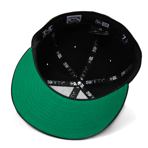 New Era 59Fifty Los Angeles Angels LA Logo Patch Old English Hat - Black, White New Era