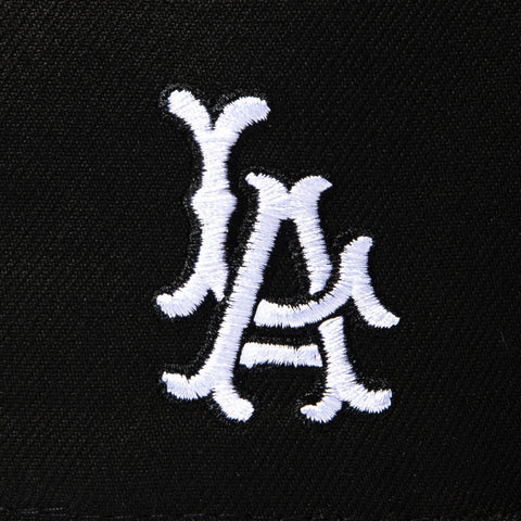 New Era 59Fifty Los Angeles Angels LA Logo Patch Old English Hat - Black, White New Era