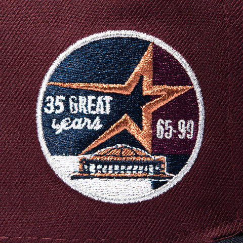 New Era 59Fifty Houston Astros 35th Anniversary Patch 1997 BP Hat - Maroon, Navy, Metallic Copper New Era