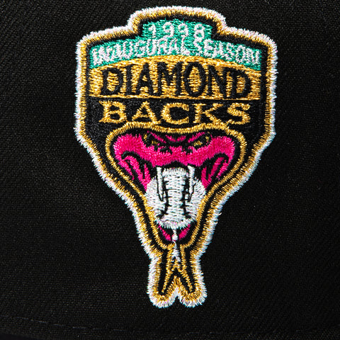 New Era 9Forty A-Frame Arizona Diamondbacks Inaugural Patch A Rose Snapback Hat - Black, Pink New Era