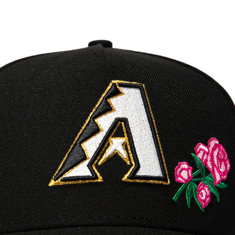 New Era 9Forty A-Frame Arizona Diamondbacks Inaugural Patch A Rose Snapback Hat - Black, Pink New Era