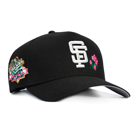 New Era 9Forty A-Frame San Francisco Giants Battle of The Bay Patch Rose Snapback Hat - Black, Pink New Era