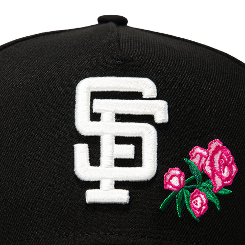 New Era 9Forty A-Frame San Francisco Giants Battle of The Bay Patch Rose Snapback Hat - Black, Pink New Era
