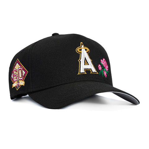 New Era 9Forty A-Frame Los Angeles Angels 60th Anniversary Patch Rose Snapback Hat - Black, Pink New Era