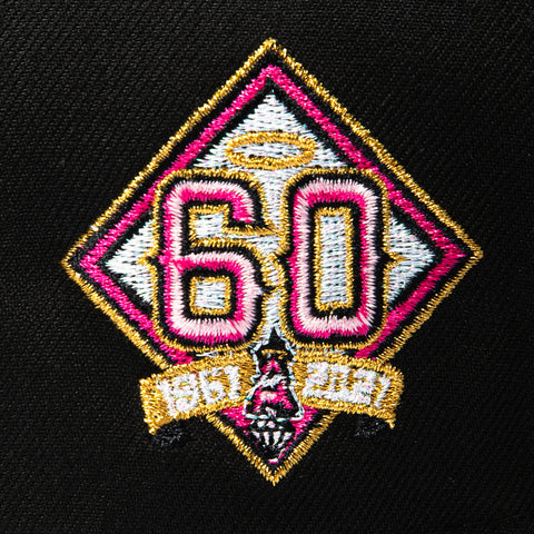 New Era 9Forty A-Frame Los Angeles Angels 60th Anniversary Patch Rose Snapback Hat - Black, Pink New Era