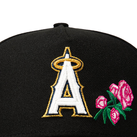 New Era 9Forty A-Frame Los Angeles Angels 60th Anniversary Patch Rose Snapback Hat - Black, Pink New Era