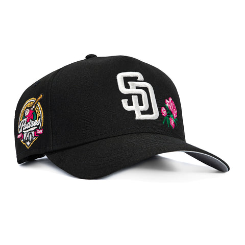 New Era 9Forty A-Frame San Diego Padres 40th Anniversary Patch Rose Snapback Hat - Black, Pink New Era
