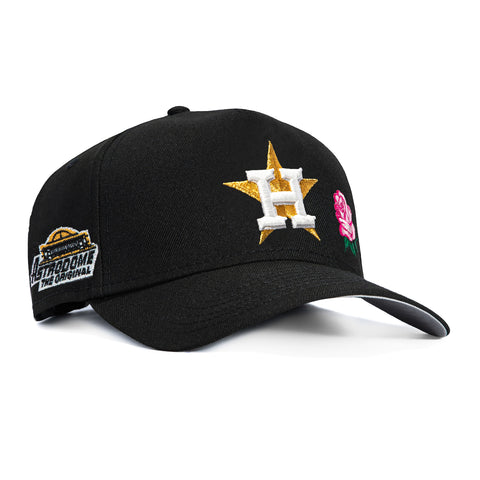New Era 9Forty A-Frame Houston Astros Astrodome Patch Rose Snapback Hat - Black, Pink New Era