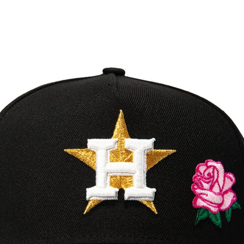 New Era 9Forty A-Frame Houston Astros Astrodome Patch Rose Snapback Hat - Black, Pink New Era