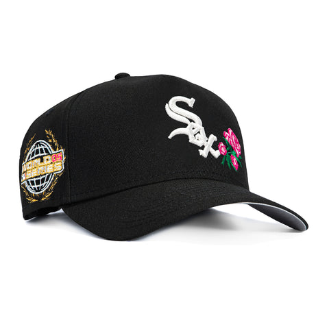 New Era 9Forty A-Frame Chicago White Sox 2005 World Series Patch Rose Snapback Hat - Black, Pink New Era