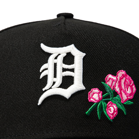 New Era 9Forty A-Frame Detroit Tigers Stadium Patch Rose Snapback Hat - Black, Pink New Era