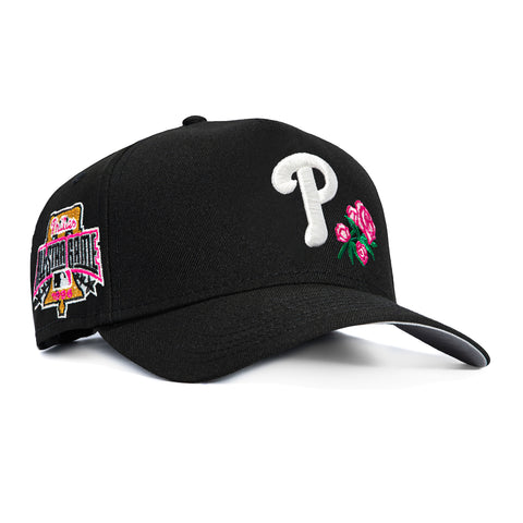 New Era 9Forty A-Frame Philadelphia Phillies 1996 All Star Game Patch Rose Snapback Hat - Black, Pink New Era