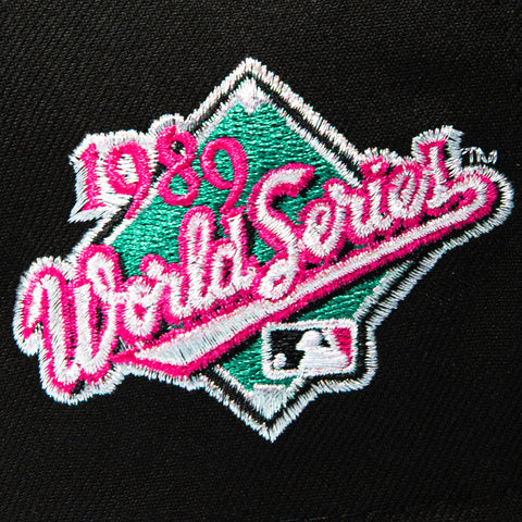 New Era 9Forty A-Frame Oakland Athletics 1989 World Series Patch Rose Snapback Hat - Black, Pink New Era