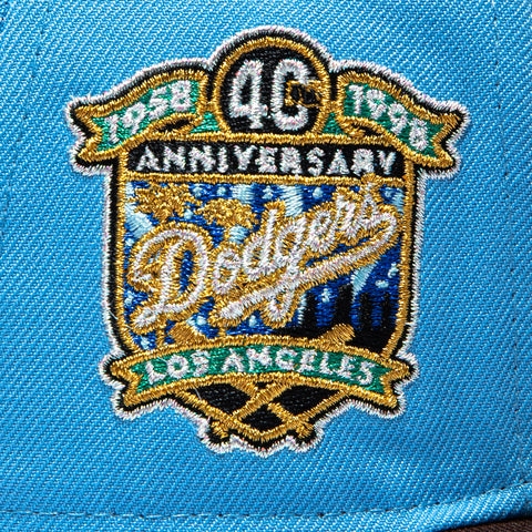 New Era 59Fifty Los Angeles Dodgers 40th Anniversary Patch Monarch Hat - Light Blue, Brown New Era