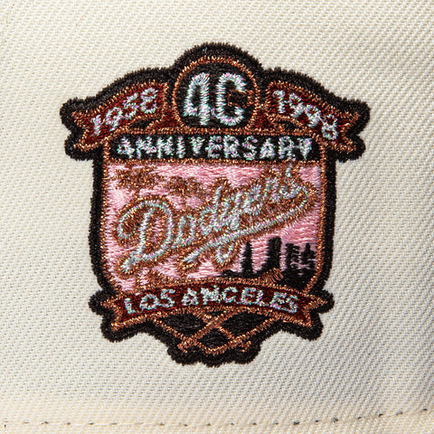 New Era 9Forty A-Frame Los Angeles Dodgers 40th Anniversary Patch Leopard Fill Pink UV Snapback Hat - White, Khaki New Era