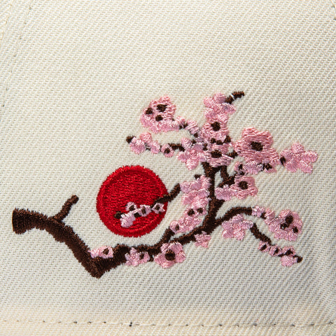 New Era 9Forty A-Frame Los Angeles Dodgers Tree Patch Upside Down Blossom Pink UV Snapback Hat - White, Black New Era