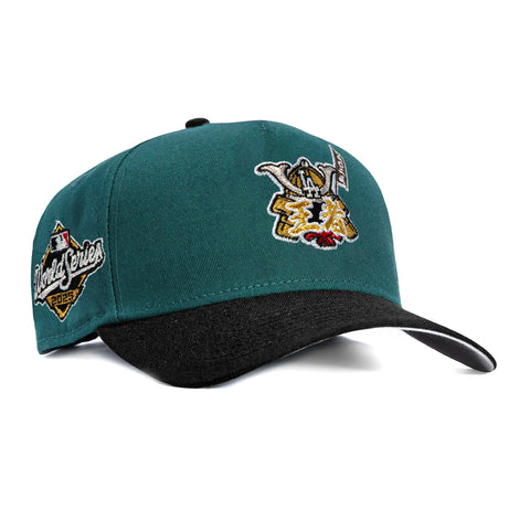 New Era 9Forty A-Frame Los Angeles Dodgers 2025 World Series Patch Shogun Snapback Hat - Green, Black, Metallic Gold New Era