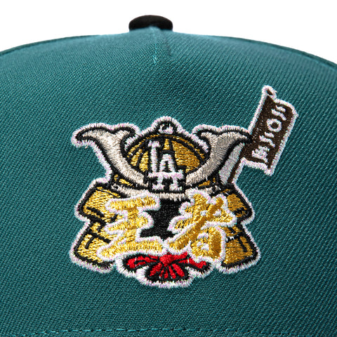 New Era 9Forty A-Frame Los Angeles Dodgers 2025 World Series Patch Shogun Snapback Hat - Green, Black, Metallic Gold New Era