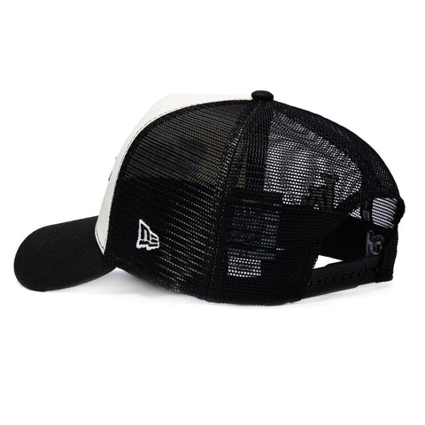 New Era 9Forty A-Frame Los Angeles Angels LA Patch Old English Snapback Trucker Hat - White, Black New Era