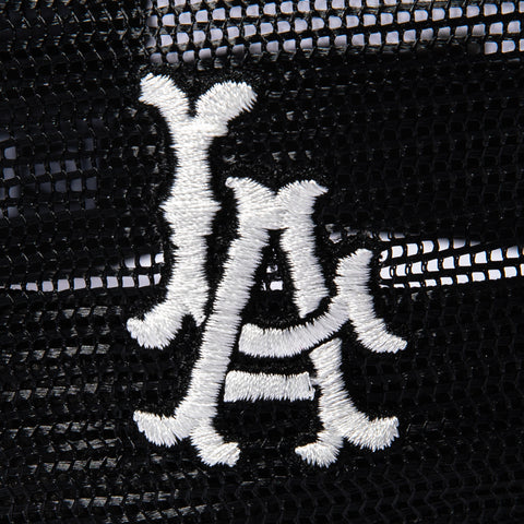 New Era 9Forty A-Frame Los Angeles Angels LA Patch Old English Snapback Trucker Hat - White, Black New Era
