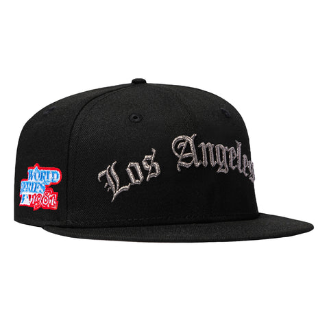 New Era 59Fifty Los Angeles Dodgers 1981 World Series Patch Old English Hat - Black, Graphite