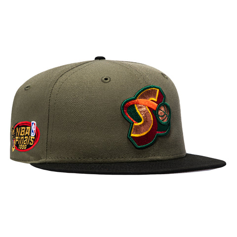 New Era 59Fifty Seattle Sonics 1996 NBA Finals Patch Alternate Hat - Olive, Black