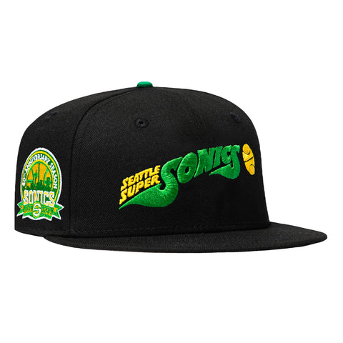 New Era 59Fifty Seattle Sonics 40th Anniversary Patch 1971 Hat -  Black