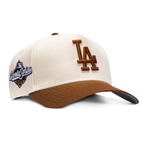 New Era 9Forty A-Frame Los Angeles Dodgers 2025 World Series Patch Snapback Hat - Cream, Brown