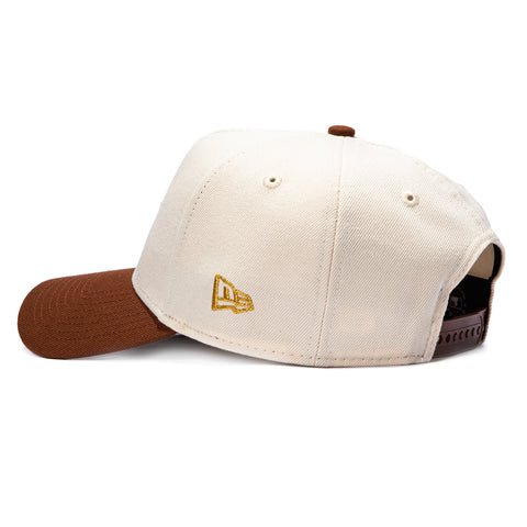 New Era 9Forty A-Frame Los Angeles Dodgers 2025 World Series Patch Snapback Hat - Cream, Brown New Era