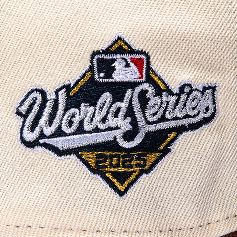 New Era 9Forty A-Frame Los Angeles Dodgers 2025 World Series Patch Snapback Hat - Cream, Brown New Era