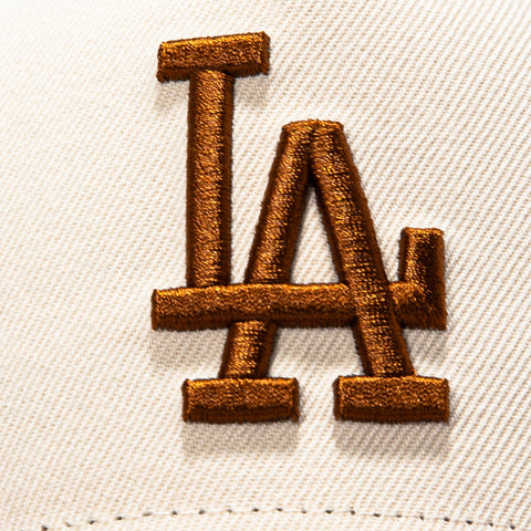 New Era 9Forty A-Frame Los Angeles Dodgers 2025 World Series Patch Snapback Hat - Cream, Brown New Era