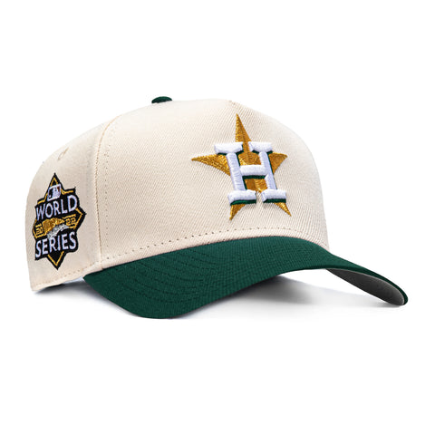 New Era 9Forty A-Frame Houston Astros 2022 World Series Patch Snapback Hat - Cream, Green