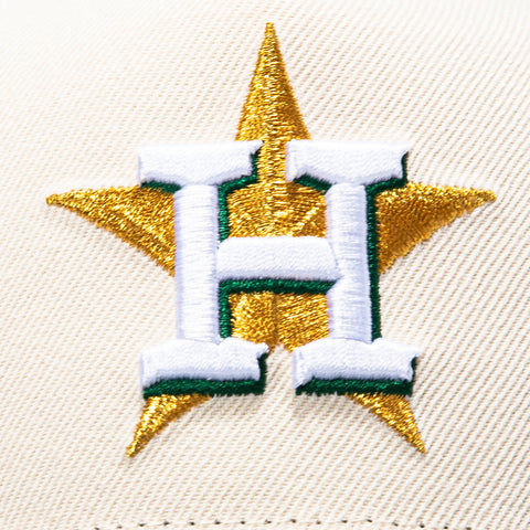 New Era 9Forty A-Frame Houston Astros 2022 World Series Patch Snapback Hat - Cream, Green New Era
