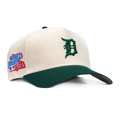 New Era 9Forty A-Frame Detroit Tigers 1984 World Series Patch Snapback Hat - Cream, Green