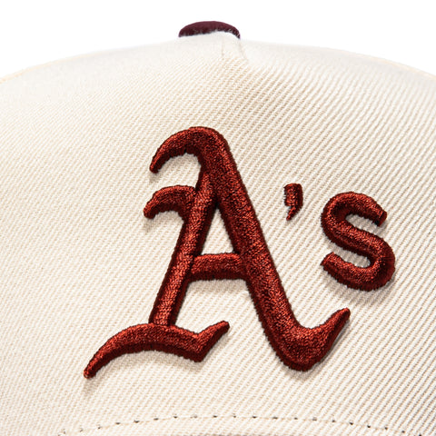 New Era 9Forty A-Frame Oakland Athletics Battle of the Bay Patch Snapback Hat - Cream, Maroon New Era