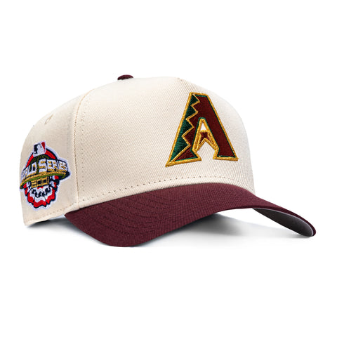 New Era 9Forty A-Frame Arizona Diamondbacks 2001 World Series Patch A Snapback Hat - Cream, Maroon