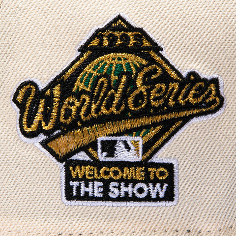 New Era 9Forty A-Frame Atlanta Braves 1995 World Series Patch Snapback Hat - Cream, Black New Era