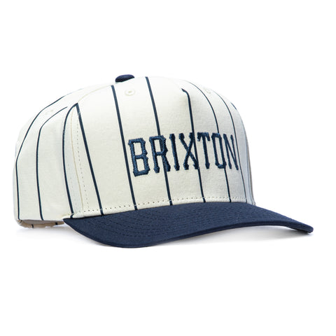 Brixton Homerun Snapback Hat - White, Navy Brixton