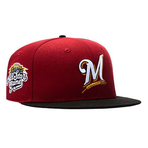New Era 59Fifty Milwaukee Brewers 2002 All Star Game Patch Hat - Brick, Black