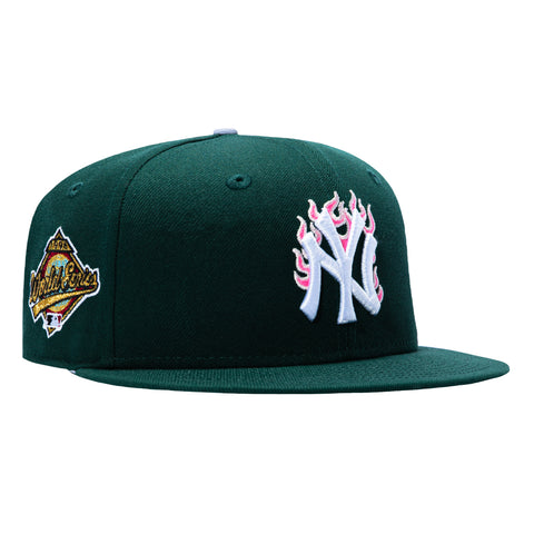 New Era 59Fifty New York Yankees 1996 World Series Patch Flames Hat - Green, Pink New Era