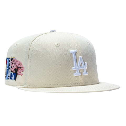 New Era 59Fifty Los Angeles Dodgers 2025 Tokyo Series Patch Pink UV Hat - Cream, White New Era