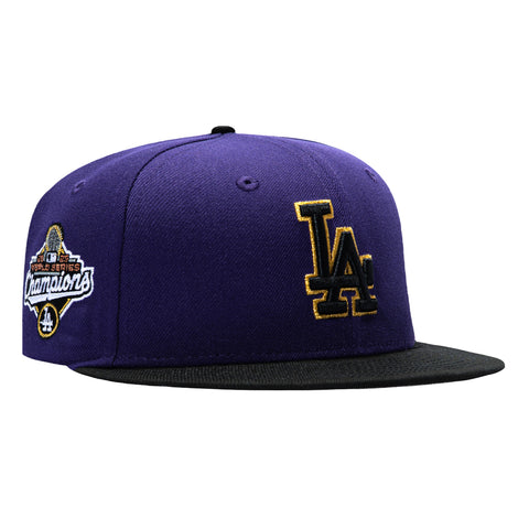 New Era 59Fifty Los Angeles Dodgers 2025 World Series Champions Patch Hat - Purple, Black, Metallic Gold New Era