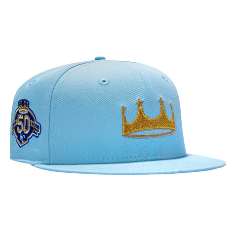 New Era 59Fifty Kansas City Royals 50th Anniversary Patch Crown Hat - Light Blue New Era