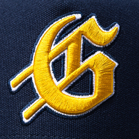 Godspeed G Logo Trucker Snapback Hat - Navy, Yellow Godspeed