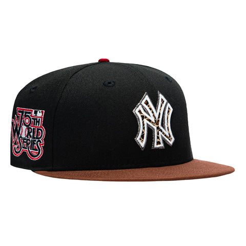 New Era 59Fifty New York Yankees 75th Anniversary Patch Print Fill Hat - Black, Brown New Era