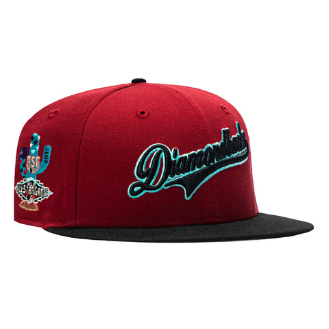 New Era 59Fifty Arizona Diamondbacks 2011 All Star Game Patch Script Hat - Sedona Red, Black, Mint New Era