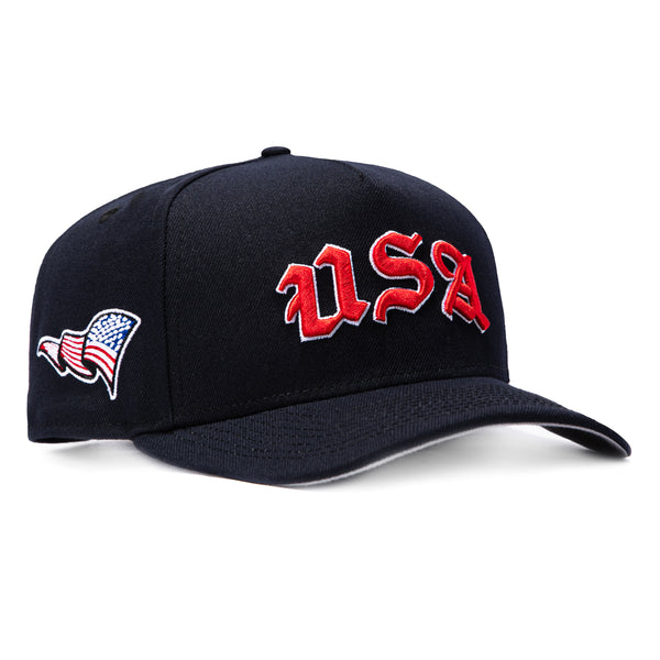 New Era 9Fifty A-Frame 2026 Del Mundo USA Flag Patch Old English