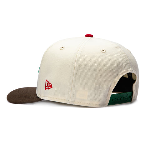 New Era 9Fifty A-Frame 2026 Del Mundo Mexico Flag Patch Script Snapback Pre-curved Hat - White, Brown